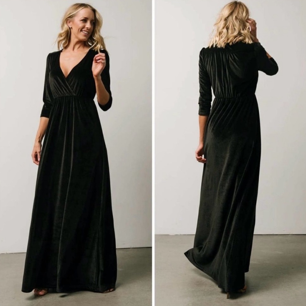 Baltic Born Sofia Black Velvet Maxi Dress Medium Whimsigoth Bridesmaid Neutral